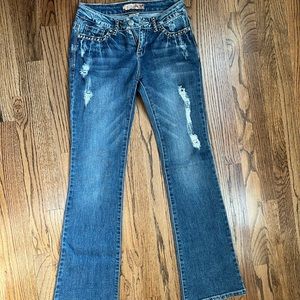 Cello rocker vintage ripped bootcut denim jeans